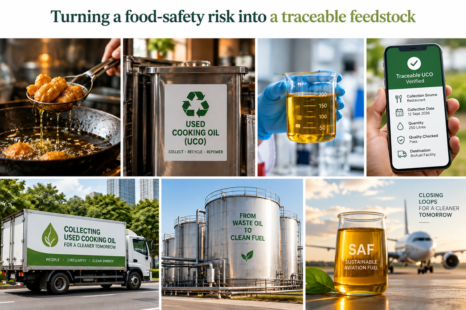 Used cooking oil being turned into a traceable, documented feedstock